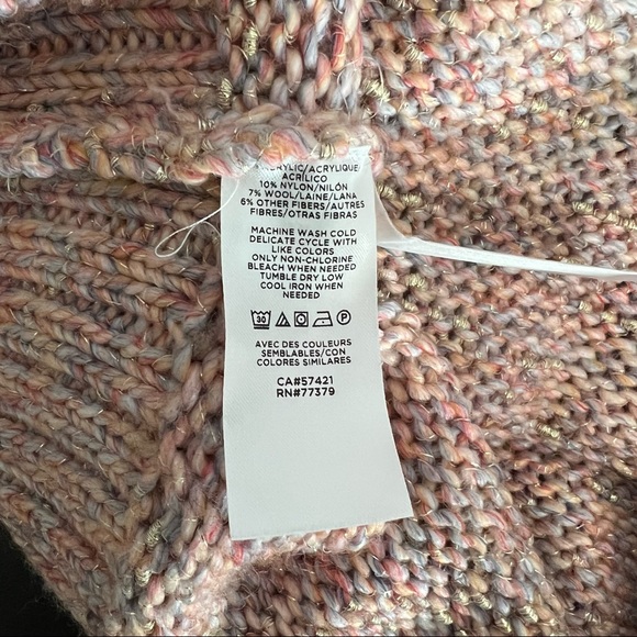 Ann Taylor Marled Mock Neck Knit Sweater Pink Multi Shimmer - Picture 8 of 8